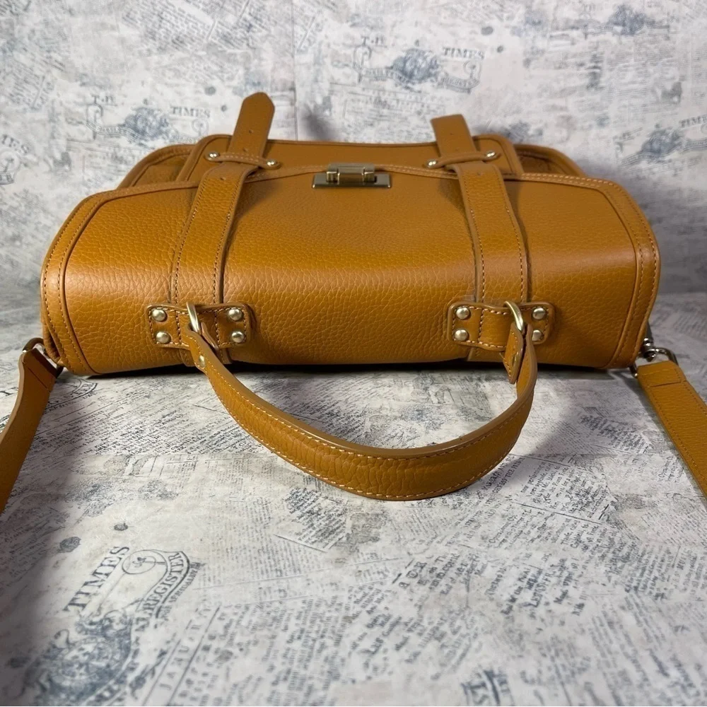 GiGi New York Hayden Saddle Satchel Pebbled Leather Crossbody Bag Brown